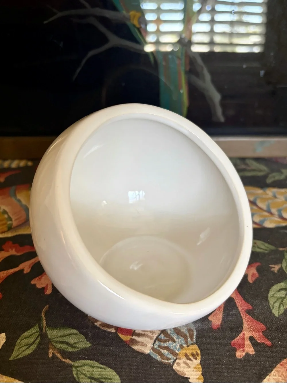 White Ceramic Orb Container/Planter - Modern Home Accents